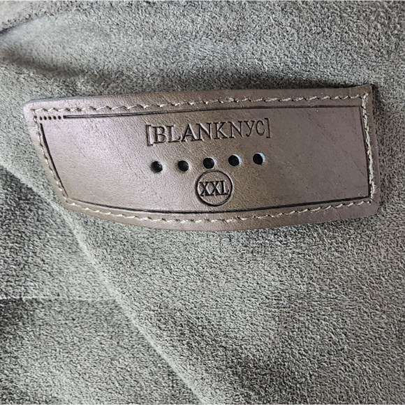 BlankNYC Army Green Asymmetrical Zip Moto Jacket Faux Suede Draped Utility Chic - Picture 7 of 7